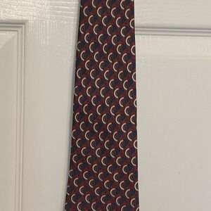 American Traditions NeckTie Red Maroon Italian Silk Made USA Designer, 100% Silk